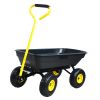 Folding car Poly Garden dump truck with steel frame, 10 inches. Pneumatic tire, 300 lb capacity body 55L black - as Pic