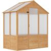 6' x 4' x 7' Wooden Greenhouse;  Walk-in Green House;  Outdoor Polycarbonate Greenhouse with Door;  Natural - Wooden Greenhouse