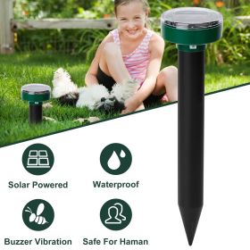 Solar Powered Mole Repeller Sonic Gopher Stake Repellent Waterproof Outdoor For Farm Garden Yard Repelling Moles - Green