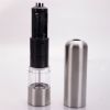 2pcs Stainless Steel Electric Automatic Pepper Mills Salt Grinder Silver