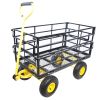 Wagon Cart Garden cart trucks make it easier to transport firewood Yellow+Black - as Pic