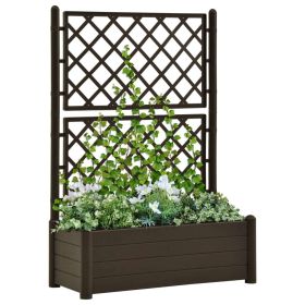 Garden Planter with Trellis 39.4"x16.9"x55.9" PP Mocha - Brown