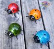 Set of 4 Cute Metal Ladybugs Garden Sculptures & Statues  - Red