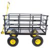 Wagon Cart Garden cart trucks make it easier to transport firewood Yellow+Black - as Pic