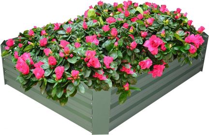 Raised Garden Bed Galvanized Planter Box Anti-Rust Coating for Flowers Vegetables - KM3449