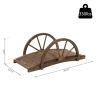 3.3ft Wooden Garden Bridge Arc Footbridge with Half-Wheel Style Railings & Solid Fir Construction, Stained Wood - Wooden Garden Bridge