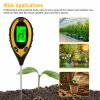 4 In 1 LCD Digital PH Tester Soil Water Moisture Light Temperature Test Meter US - Plastic - Black