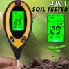 4 In 1 LCD Digital PH Tester Soil Water Moisture Light Temperature Test Meter US - Plastic - Black