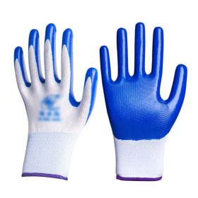 12 Pairs Nylon Work Gloves Nitrile Rubber Coated Working Gloves for Men, Blue - Default