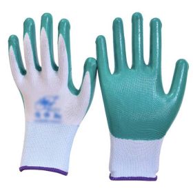 12 Pairs Nitrile Rubber Coated Working Gloves Nylon Work Gloves for Men, Green - Default