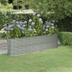 Garden Raised Bed Powder-coated Steel 102.4"x15.7"x26.8" Silver - Silver