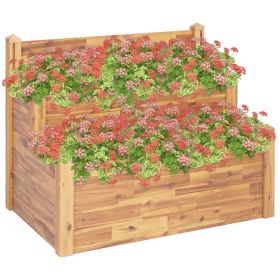 2-Tier Garden Planter 43.3"x29.5"x33.1" Solid Acacia Wood - Brown