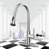 Touchless Kitchen Faucet-Smart Kitchen Sink Faucet sensor, 4Mode Pull Down Kitchen Sprayer, Fingerprint Resistant, Dual Temp. Handle with 1/3 Hole Dec