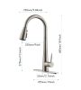 Kitchen Faucet with Pull Down Sprayer Brushed Nickel, High Arc Single Handle Kitchen Sink Faucet with Deck Plate, Commercial Modern Stainless Steel Ki