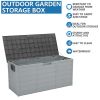 75gal 260L Outdoor Garden Plastic Storage Deck Box Chest Tools Cushions Toys Lockable Seat - as picture