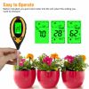 4 In 1 LCD Digital PH Tester Soil Water Moisture Light Temperature Test Meter US - Plastic - Black