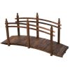 7.5' Fir Wood Garden Bridge Arc Walkway with Side Railings, Perfect for Backyards, Gardens, & Streams, Carbonized - Carbonized