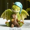 1pc Miniature Fairy Garden Figurines, Cute Resin Dragon Statue, Mini Dragon Reading Figurine, Mini Pink Dragon And Baby Statue, Fairy Garden Decor, Fo