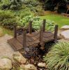 Wooden Garden Bridge Arc Stained Finish Walkway with Metal Chain Railings - Wooden Garden Bridge