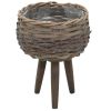 Planter 3 pcs Wicker with PE Lining - Brown