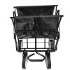 Folding Wagon Garden Shopping Beach Cart (Black) - Black