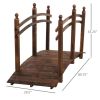 7.5' Fir Wood Garden Bridge Arc Walkway with Side Railings, Perfect for Backyards, Gardens, & Streams, Carbonized - Carbonized