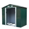 4.2' x 7' Outdoor Storage Shed, Backyard Tool House with Sliding Doors, Base, Vents, Metal Lawn Equipment - Green