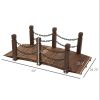 Wooden Garden Bridge Arc Stained Finish Walkway with Metal Chain Railings - Wooden Garden Bridge