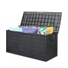 75gal 280L Outdoor Garden Plastic Storage Deck Box Chest Tools Cushions Toys Lockable Seat BLACK - as picture