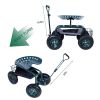 Rolling Garden Cart with Tool Tray & 360 Swivel Work Seat - KM0921