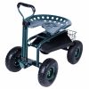 Rolling Garden Cart with Tool Tray & 360 Swivel Work Seat - KM0921