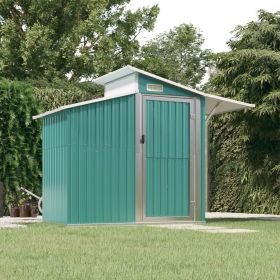 Garden Shed Green 106.3"x51.2"x82.1" Galvanized Steel - Green