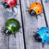 Set of 4 Cute Metal Ladybugs Garden Sculptures & Statues  - Red