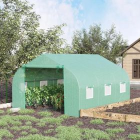 11.5' x 10' x 7' Outdoor Portable Walk-In Tunnel Greenhouse with Windows-Deep Green - Green