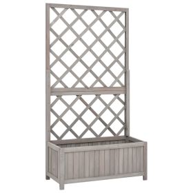 Garden Trellis Planter Gray 27.6"x11.8"x53.1" Solid Firwood - Grey