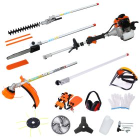 10 in 1 Multi-Functional Trimming Tool, 52CC 2-Cycle Garden Tool System with Gas Pole Saw, Hedge Trimmer, Grass Trimmer, and Brush Cutter EPA Complian