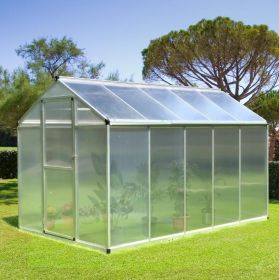 Greenhouse for Winter;  10' L x 6' W Walk-In Polycarbonate Greenhouse - Silver