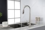 Kitchen Faucet with Pull Down Sprayer Brushed Nickel, High Arc Single Handle Kitchen Sink Faucet with Deck Plate, Commercial Modern Stainless Steel Ki