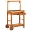 Garden Kitchen Trolley Solid Acacia Wood 36.2"x17.1"x55.7" - nature