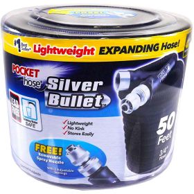 Pocket Hose Original Silver Bullet Water Hose by BulbHead - Expandable Garden Hose That Grows with Lead-Free Aluminum Connectors - Safe Drinking Water