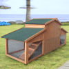 Garden Backyad 2-layer Large Wooden Outdoor Rabbit Hutch Chicken Coop with Doors, Tray, Asphalt Roof - as Pic