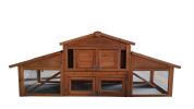 Garden Backyad 2-layer Large Wooden Outdoor Rabbit Hutch Chicken Coop with Doors, Tray, Asphalt Roof - as Pic