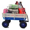 Outdoor Wagon All Terrain Pulling w/Wood Railing Air Tires Childre - Blue