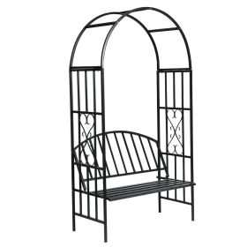 Garden Rose Arch with Bench - Black