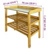 Potting Bench with 2 Shelves Solid Acacia Wood and Zinc - Brown