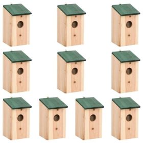 Bird Houses 10 pcs Solid Firwood 4.7"x4.7"x8.7" - Brown