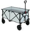 Outdoor Folding Wagon Cart with Adjustable Handle and Universal Wheels - Gray