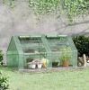 Portable Greenhouse Garden Hot House with Two PE/PVC Covers;  Steel Frame and 2 Roll Up Windows 6' x 3' x 3' - Green