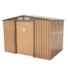 6' x 8' Outdoor Backyard Garden Metal Storage Shed for Utility Tool Storage - Coffee - Coffee