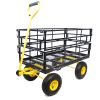 Wagon Cart Garden cart trucks make it easier to transport firewood  - Yellow+Black